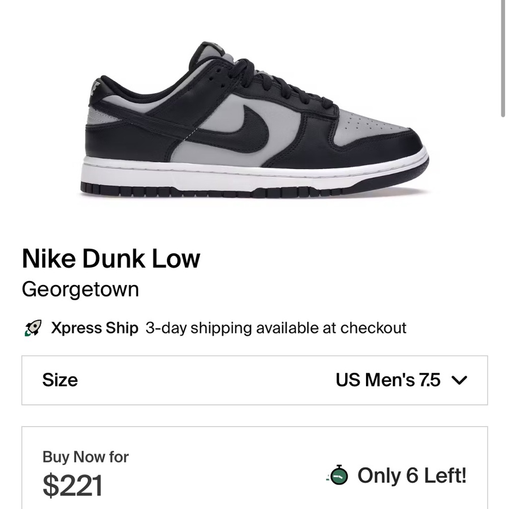 Nike Dunk Low “Georgetown”
